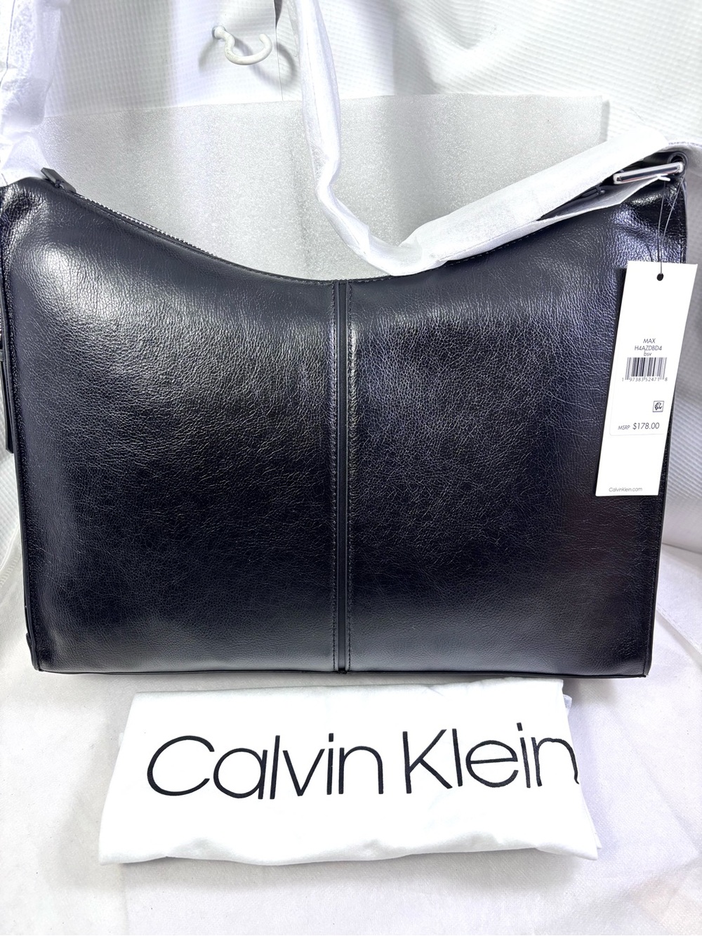 Calvin Klein Women’s Max Top Zip Hobo Sholder Bag. Black/Silver. - Picture 2 of 16